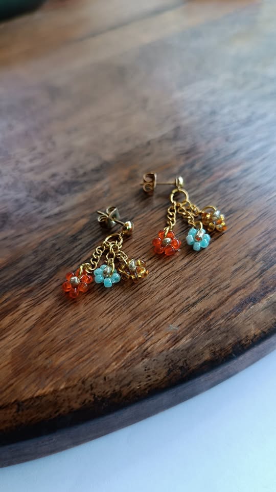 Boucles d'oreilles 3 fleurs